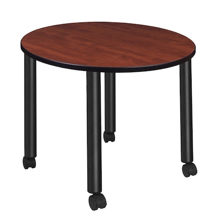 Regency Kee Mobile Tables, 42 W, 42 L, 29 H, Wood, Metal Top, Cherry TBMC42RNDCHBK